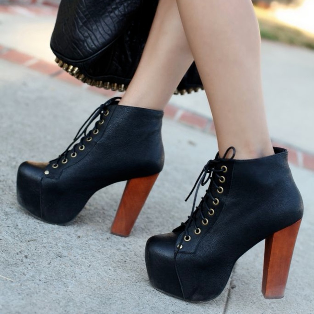 Jeffrey Campbell Lita black platform booties